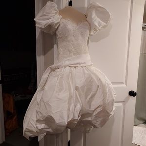 white taffeta 80s dress